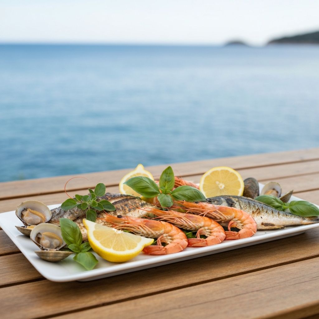 Fresh seafood with Mediterranean herbs